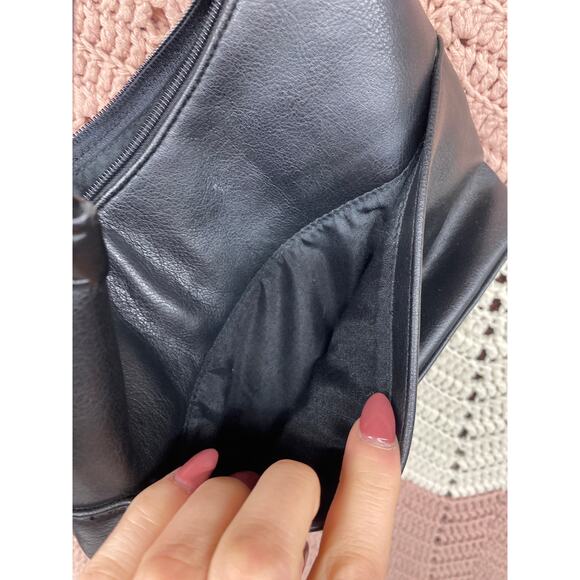 Vintage Croft and Barrow Mini Shoulder Black Leather Slouchy Y2K 90s Purse - Picture 5 of 6